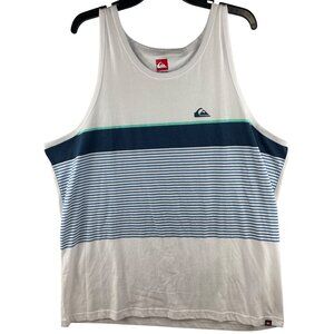 Quiksilver Mens Striped Tank Top XL Cotton Blend Blue & White